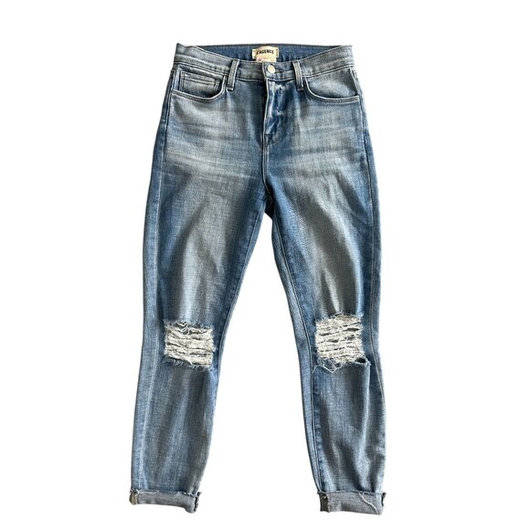 L’AGENCE Womens Light Wash Distressed Jeans Size 23 - Picture 1 of 7